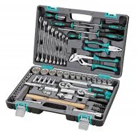 Набор инструментов, 1/2", 1/4", CrV, пластиковый кейс, 76 предметов, Stels