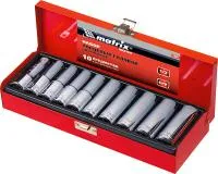 Набор торцевых головок, квадрат 1/2", головки 10 - 22 мм, удлиненные, 10 предм., Matrix Master