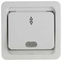 Выключатель Светозар "Гамма" проходной одноклавишный, с подсветкой, цвет белый, 10А/~250В