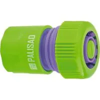 Соединитель пластмассовый быстросъемный для шланга 3/4", аквастоп, Palisad