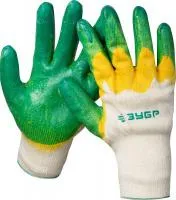 Перчатки Зубр "Мaсtep" трикотажные, 10 класс, х/б, двойная обливная ладонь из латекса, L-XL