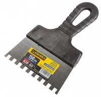 Шпатель Stayer Professional нержавеющий зубчатый с пластмассовой ручкой, 450 мм, зуб 6х6 мм