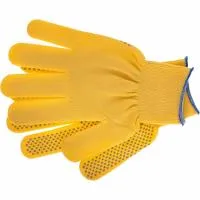 Перчатки нейлон, ПВХ точка, 13 класс, цвет лимон, L
