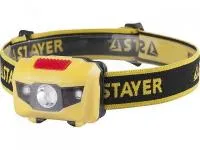 Фонарь Stayer Master налобный светодиодный, 1Вт(80Лм)+2LED, 4 режима, 3ААА
