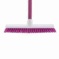 Щетка пластмассовая Shrober для чистки ковров 270 мм, розовая, c черенком, 120 см, D22 мм Elfe