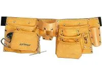 Пояс Stayer Master для инструментов, кожаный, 10 карманов, 3 подвески