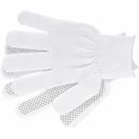Перчатки нейлон, ПВХ точка, 13 класс, белые, L