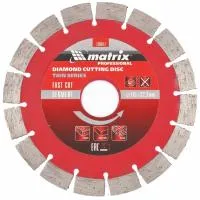 Диск алмазный отрезной сегментный ф115х22,2 мм, тонкий, сухое резание Matrix Professional