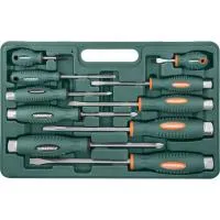 Набор отверток ударных, силовые под ключ, шлиц и крест, 10 предметов