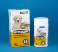 Шерстевит, витамины для собак и кошек, уп. 120 таблеток
